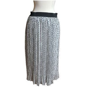 Rachel Zoe Midi Skirt Womens Medium White Black Dotted Pleated Accordion